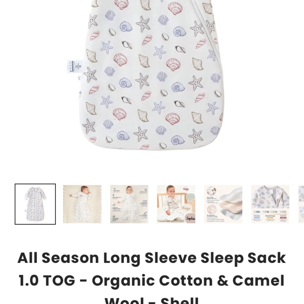 Organic Cotton Sleep Sack with Shell Print